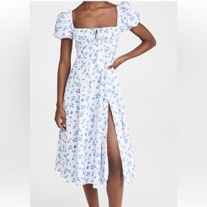 NWT white and blue floral prairie style (“cotton peasant”) dress by OPT